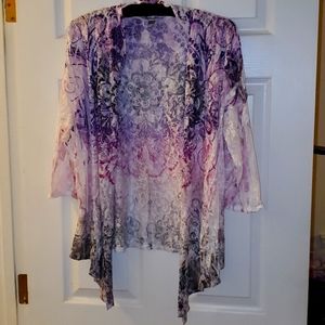 Dressbarn light burn-out mandala sweater high-low